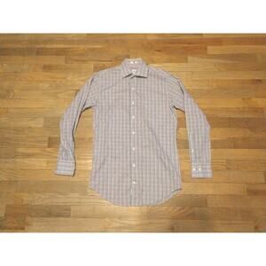 Peter Millar Crown Finish Long Sleeve Button Down Dress Shirt Checked Mens Small